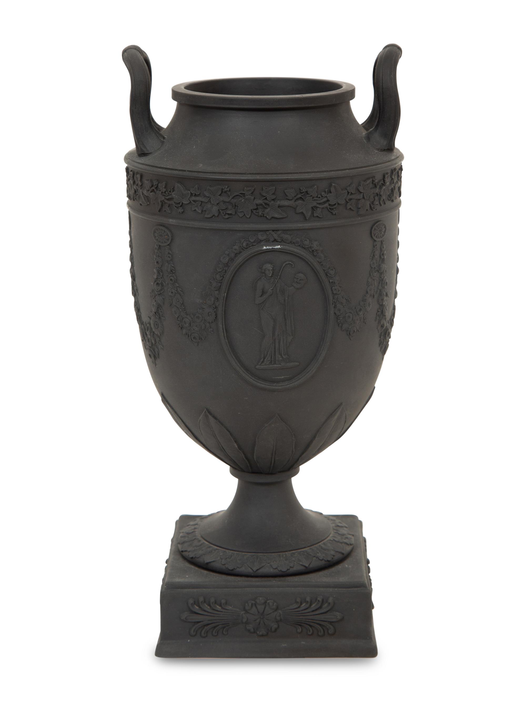 A Wedgwood Black Basalt Urn on Pedestal
