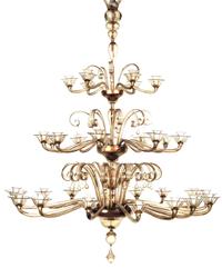 A Fratelli Toso Amber Glass Thirty-Two Light Chandelier