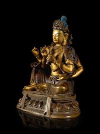 A Sino-Tibetan Gilt Bronze Figure of a Four-Armed Avalokitesvara Bodhisattva