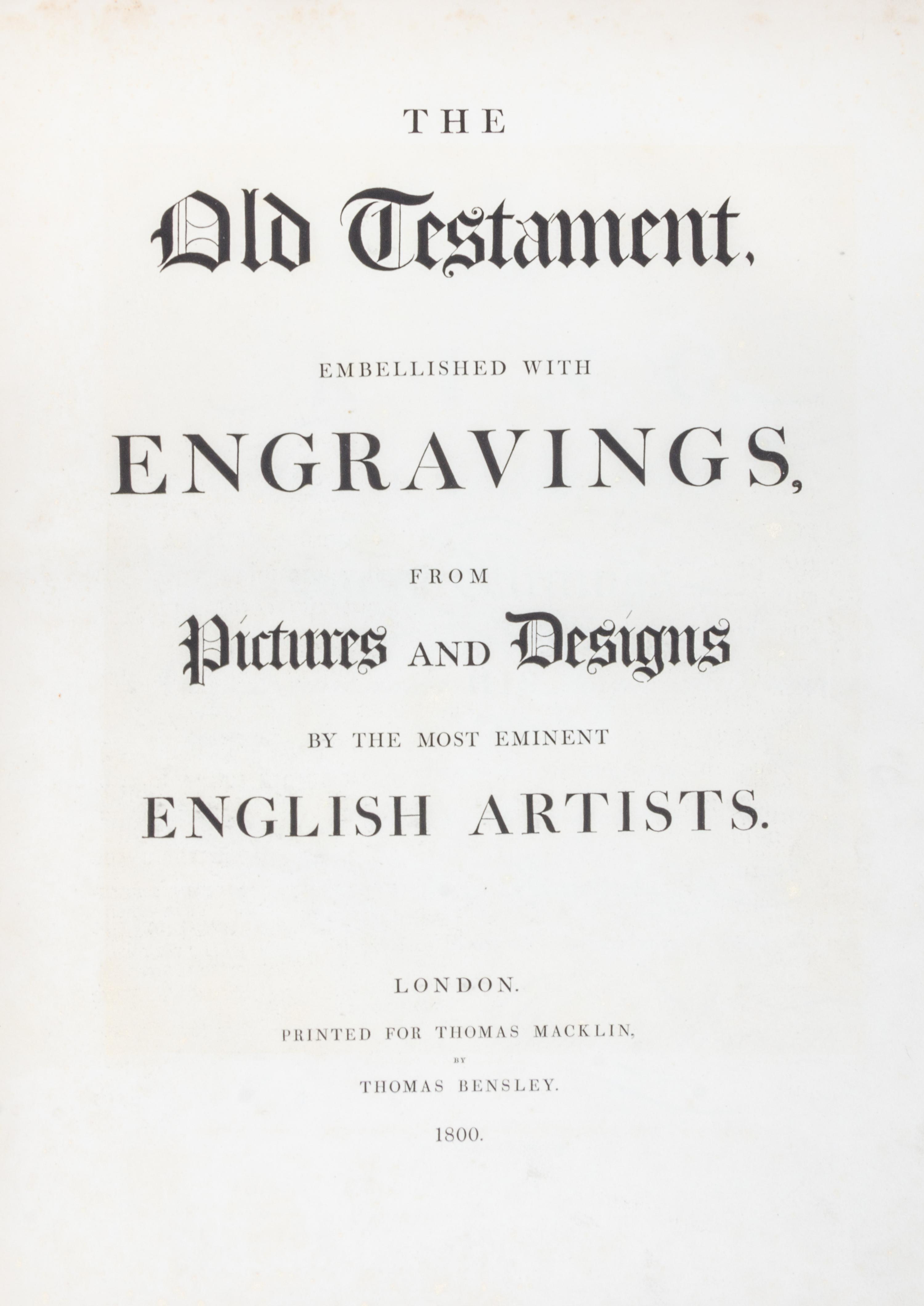 MACKLIN BIBLE. London, 1800. 7 vols. Complete with 66 full sized plates, including engraved dedication leaf.