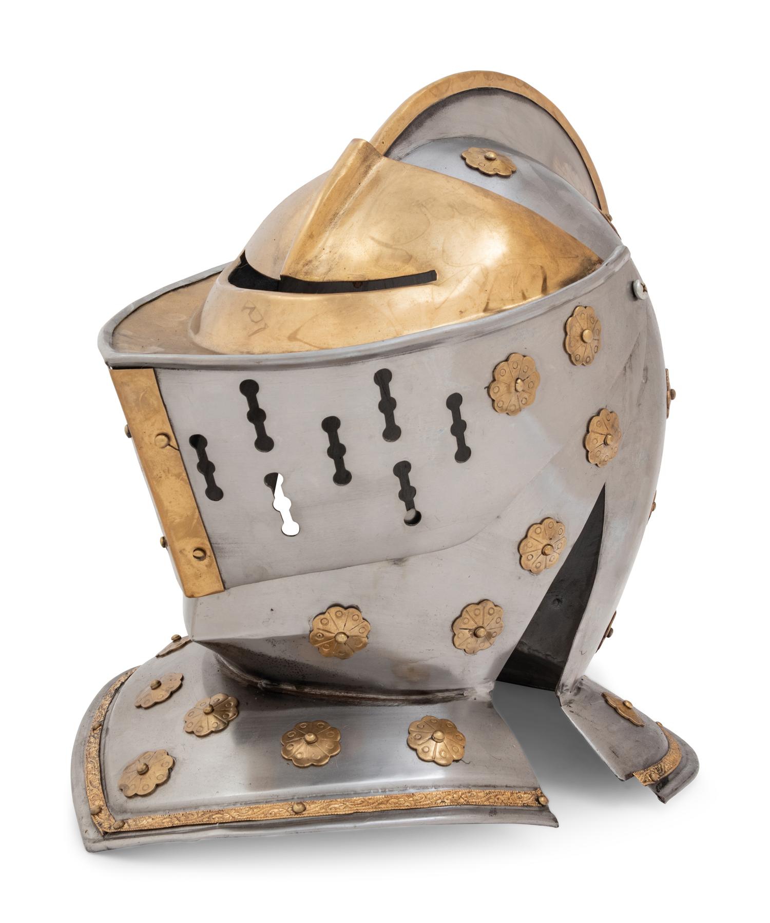 A Group of Four Pressed Metal Armor Helmets