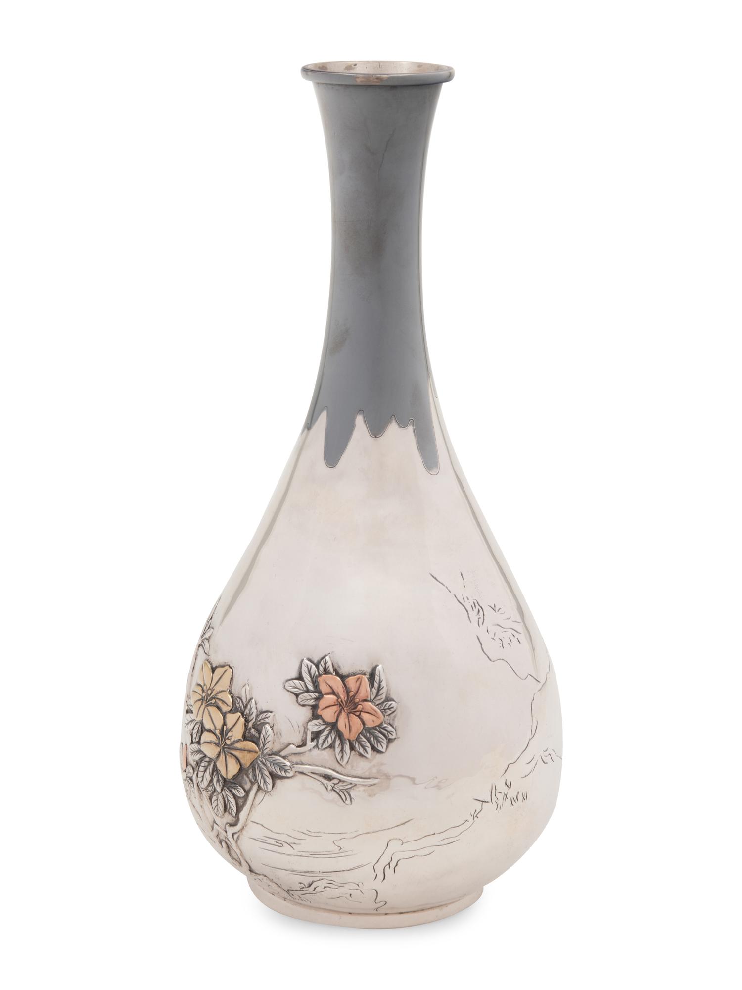 A Japanese Mixed Metal Vase