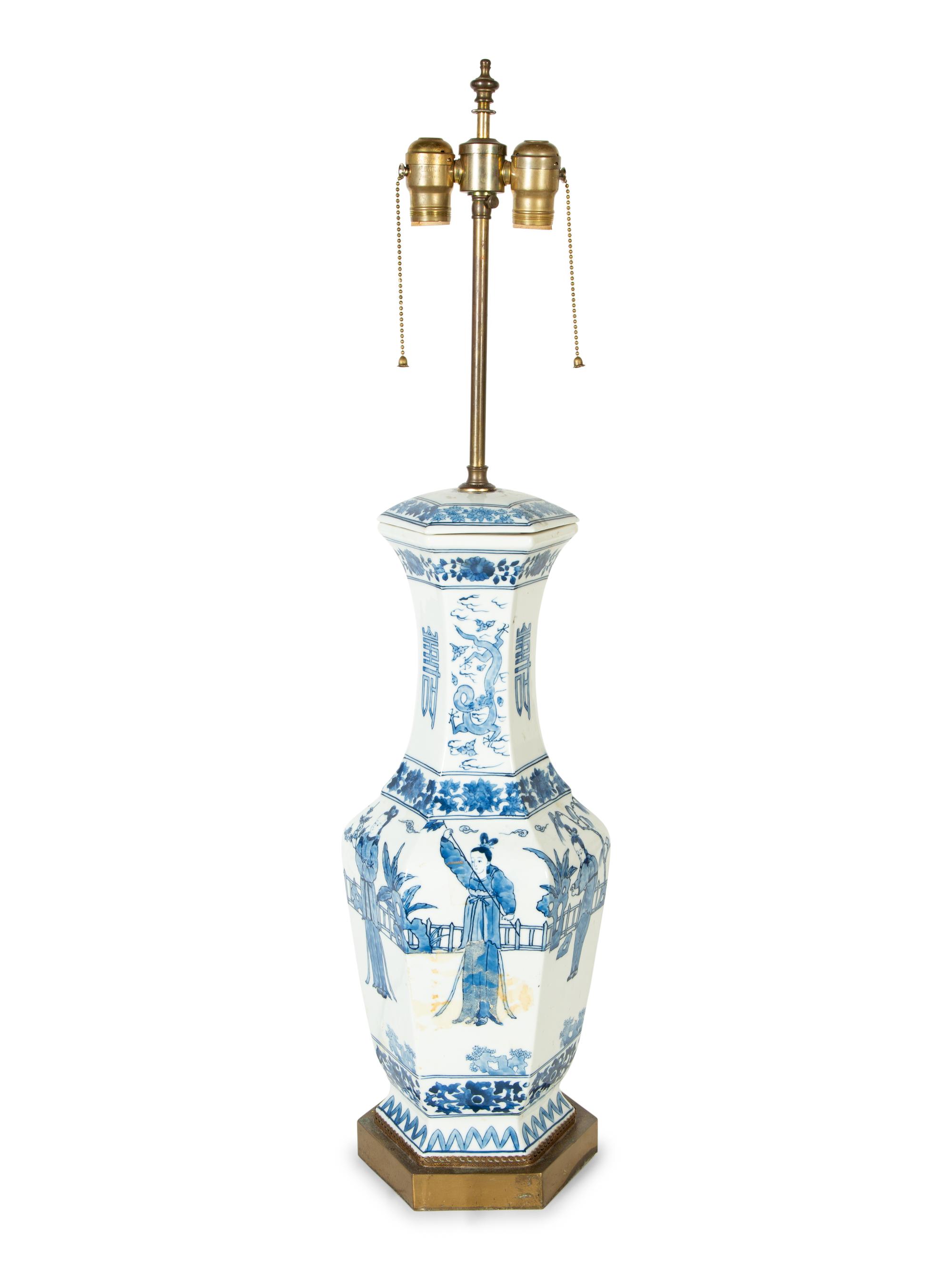 A Chinese Export Porcelain Vase Mounted as a Lamp