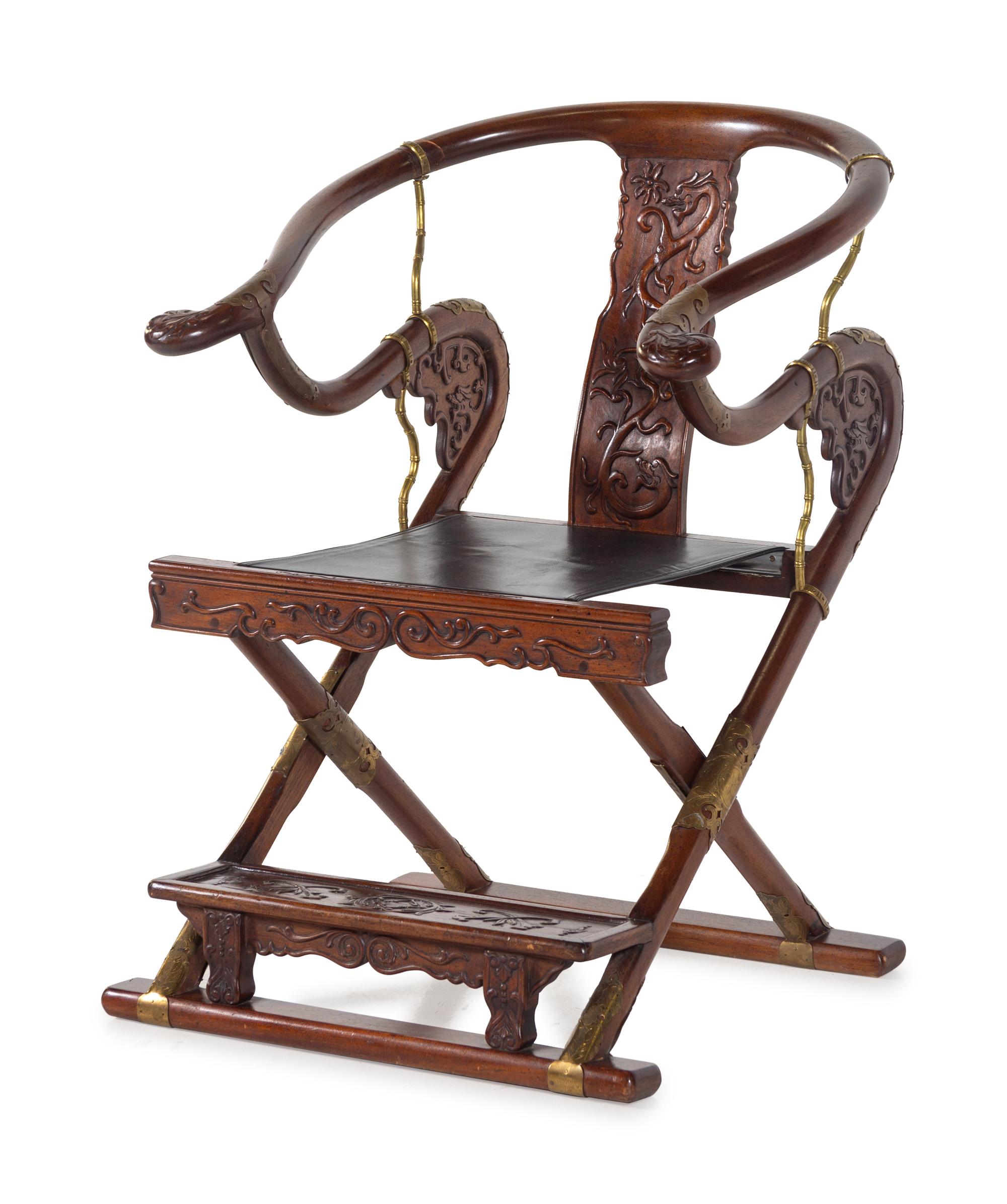 A Chinese Hardwood Folding Chair