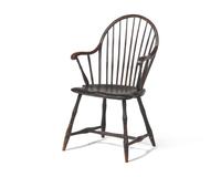 A Windsor Black-Painted Hoop-Back Armchair