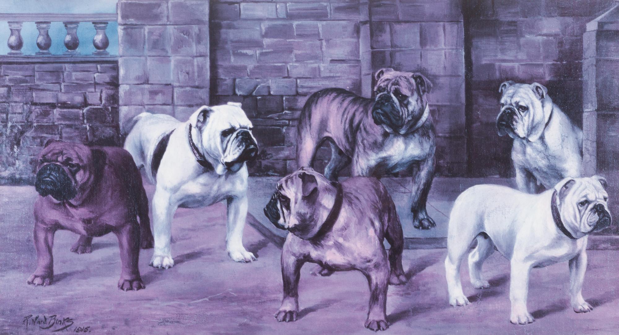 Two Prints depicting Bulldogs Largest: 17 1/4 x 30 3/4 inches.
