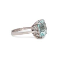 AQUAMARINE AND DIAMOND RING