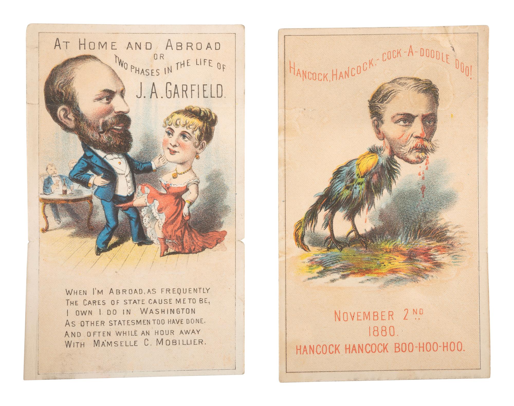 [1880 ELECTION]. A pair of James A. Garfield and Winfield S. Hancock metamorphic cards. New York: George H. Hanks, 1880.