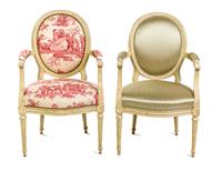 A Pair of Louis XVI Style Painted Fauteuils Height 37 1/2 inches. — 20TH CENTURY