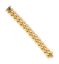 YELLOW GOLD HOLLOW CURB LINK BRACELET