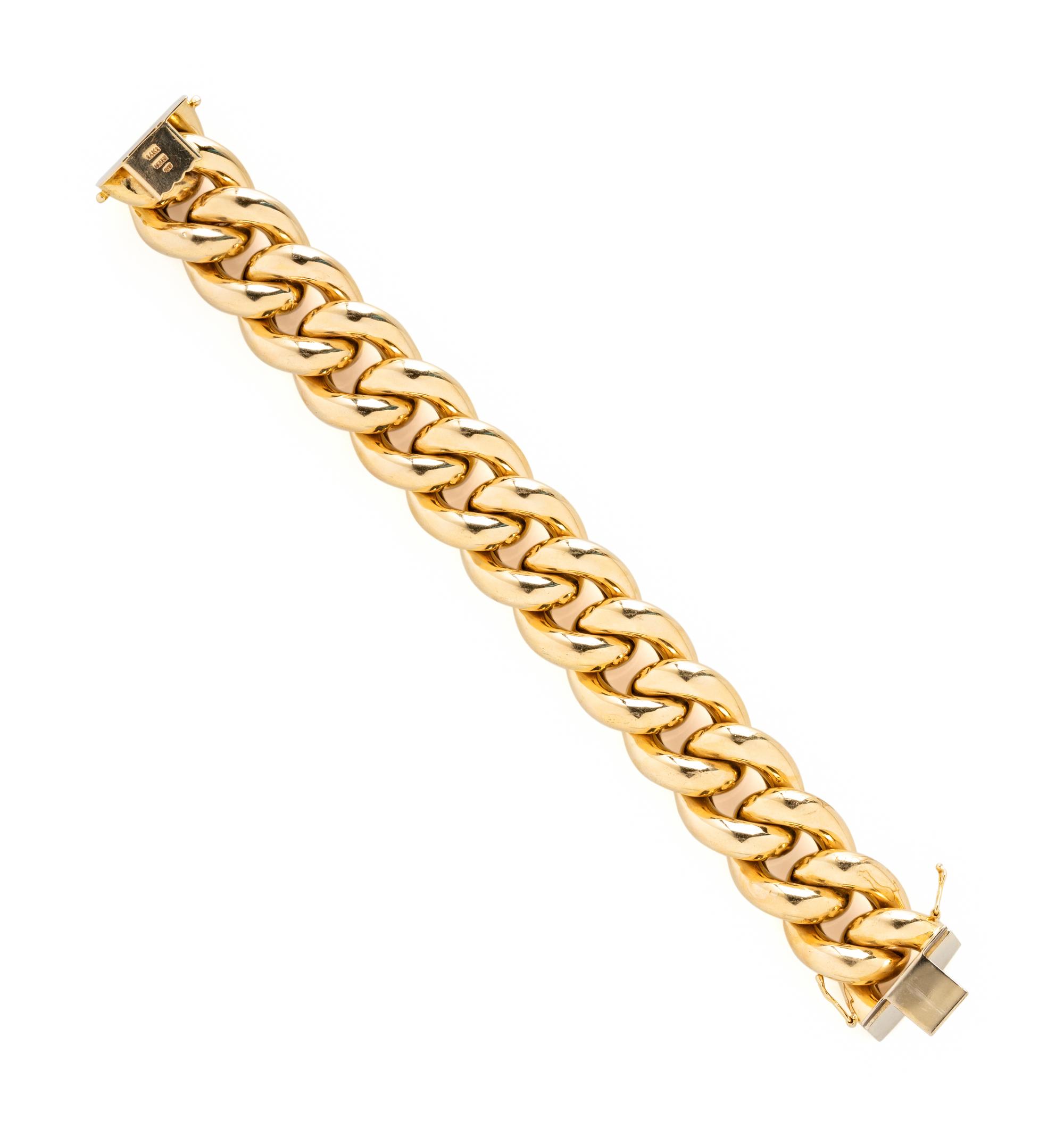 YELLOW GOLD HOLLOW CURB LINK BRACELET