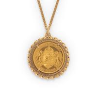 YELLOW GOLD $100 KORONA COIN PENDANT/NECKLACE