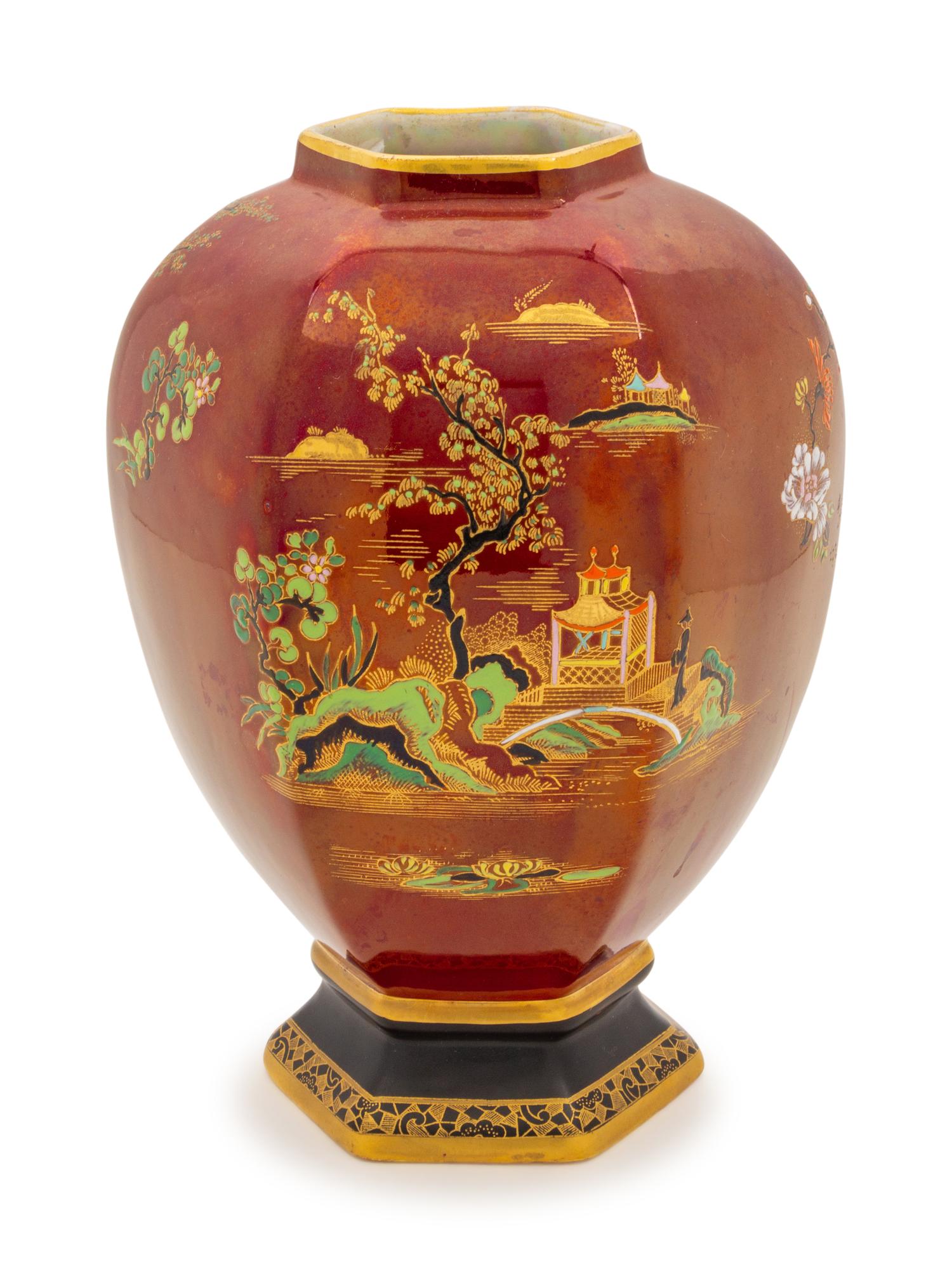 A Carelton Ware Hexagonal Vase — 20TH CENTURY