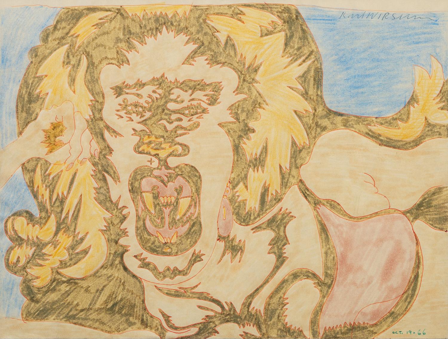 Karl Wirsum, (American, b. 1939), Untitled (Study for Bird Dog with Powder Puff), 1966
