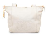 Chanel, White Leather Handbag & Silk Scarf