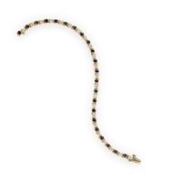Diamond, Sapphire, and Yellow Gold Line Bracelet