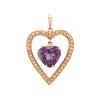 AMETHYST AND DIAMOND HEART PENDANT