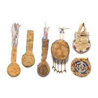 Collection of Plains Beaded Hide Watch Fobs