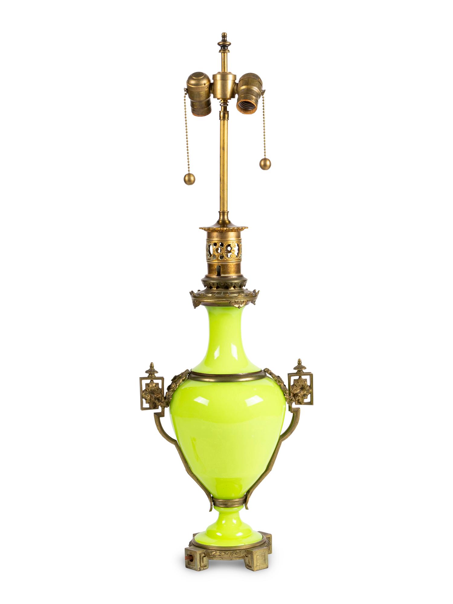 A French Opaline Glass Vase Mounted as Lamp