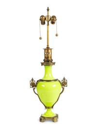 A French Opaline Glass Vase Mounted as Lamp