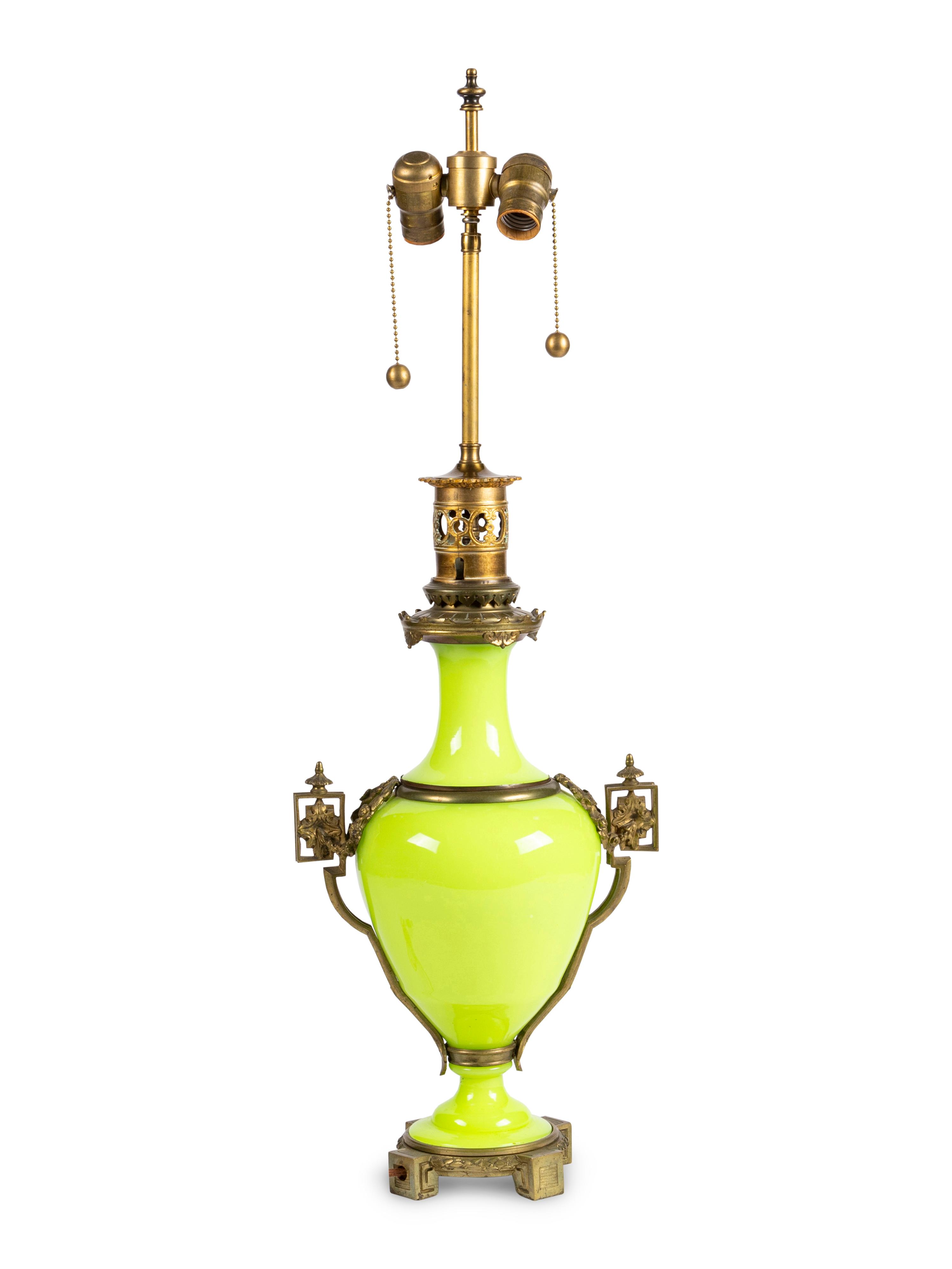 A French Opaline Glass Vase Mounted as Lamp