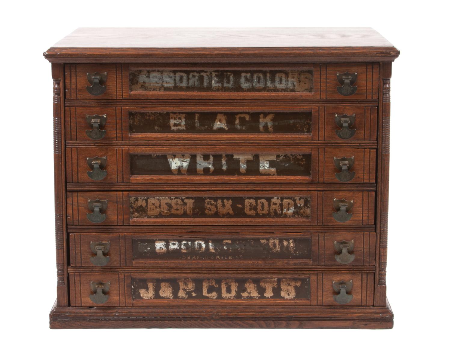 An American Pine Spool Chest Width of first 24 1/2 inches. — 19TH CENTURY