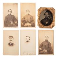 [CIVIL WAR]. 23rd Massachusetts Infantry grouping including mucket, flag remnants, flag finial, and photographs.