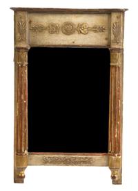 A Louis XVI Painted Tablet Mirror, Height 24 x width 25 inches.