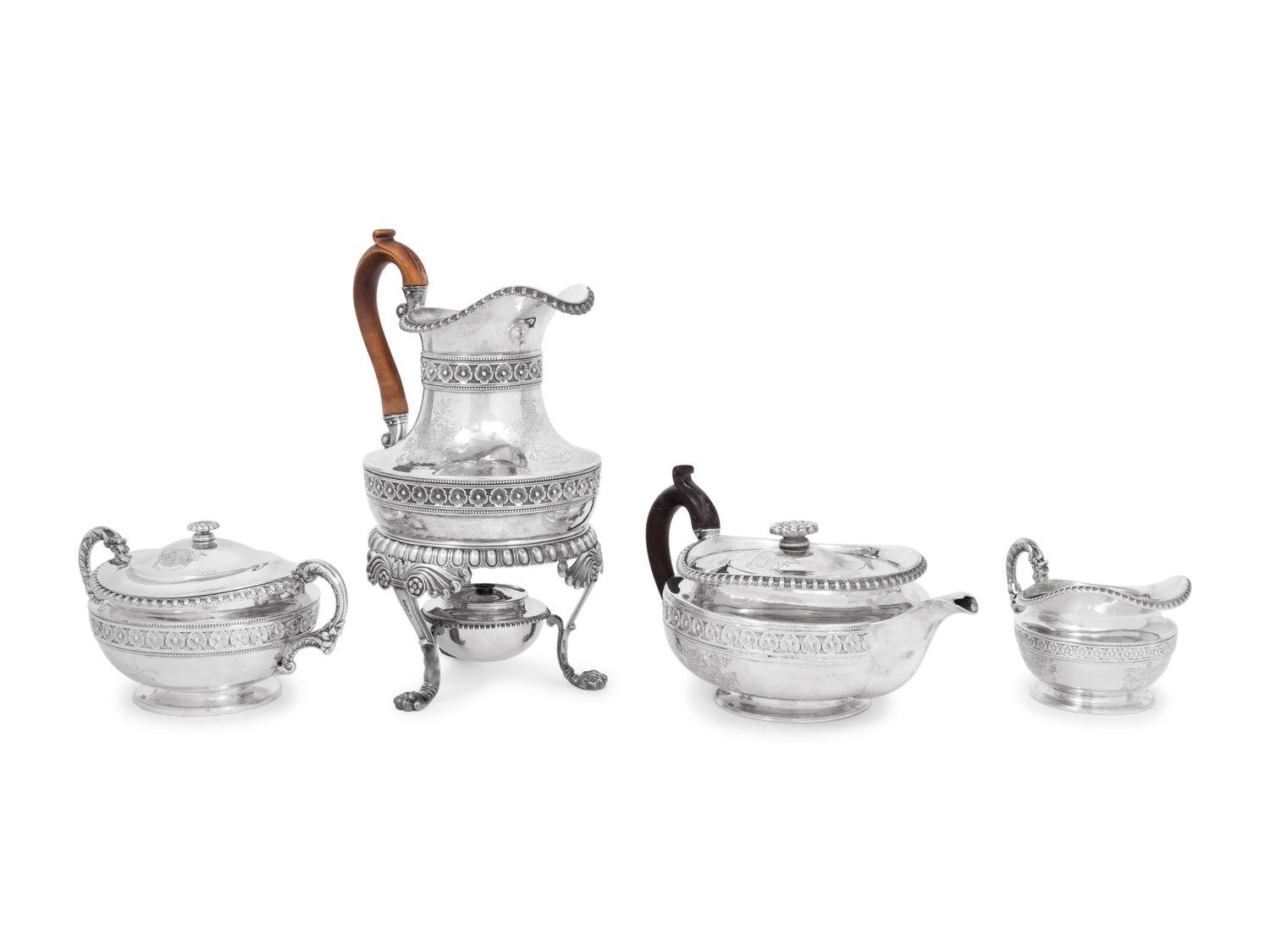 A George III/IV Silver Four-Piece Tea Service