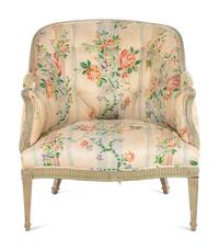 A Louis XVI Style Gray-Painted Bergère
