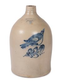 A Rogers & Co. Cobalt-Decorated Three-Gallon Stoneware Jug