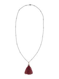 DIAMOND, ROCK CRYSTAL, AND RUBY TASSEL NECKLACE