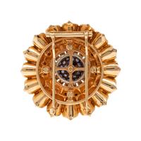 RAYMOND YARD, SAPPHIRE, DIAMOND, AND YELLOW GOLD BROOCH
