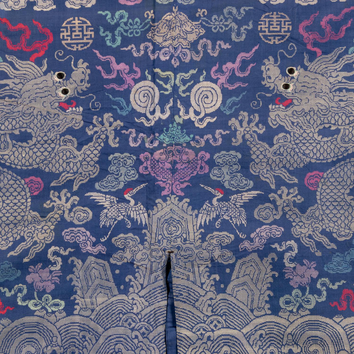A Chinese Blue Gauze Formal Dragon Robe, Jifu, Late 19th-Mid 20th Century 晚清-民國 藍納紗吉服龍袍