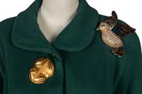 Two Rizik Brothers Winter Coats with a Collection of Brooches