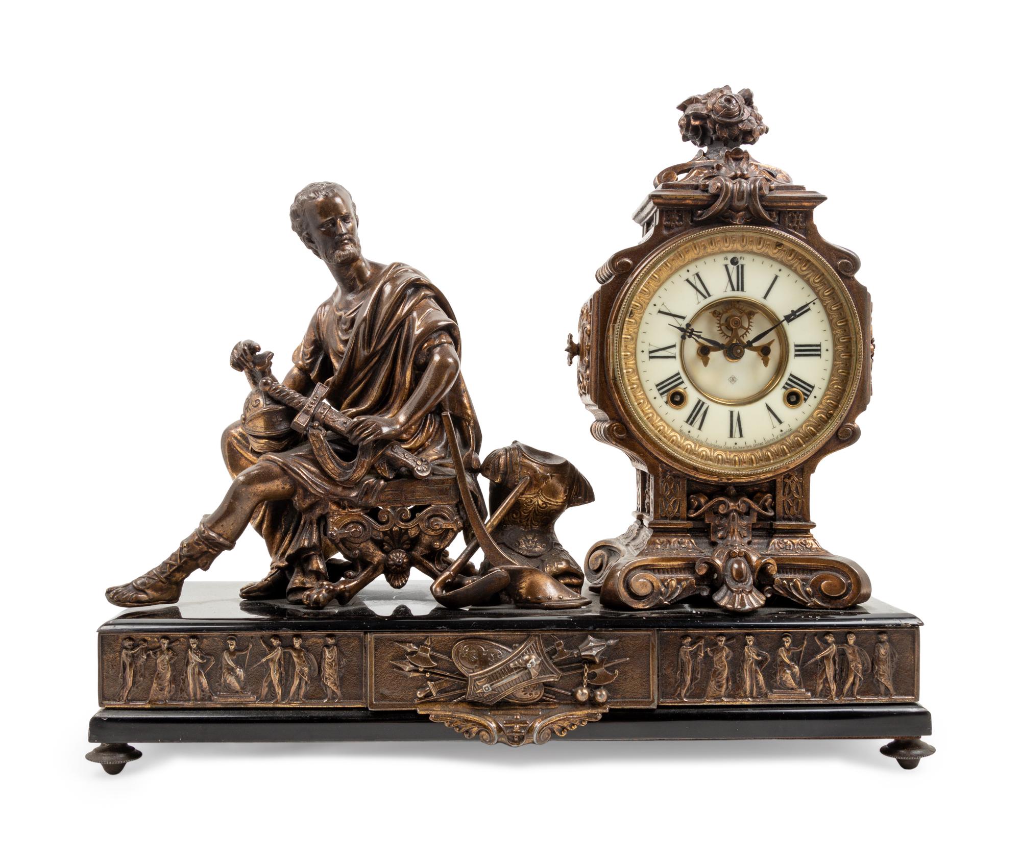 An Ansonia Cincinnatus Gilt Metal Mantel Clock