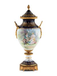 A Gilt Bronze Mounted Sèvres Style Porcelain Urn