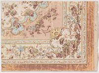 A Painted Work on Paper of An Aubusson Rug Design 16 x 11 3/4 inches. — 19TH CENTURY