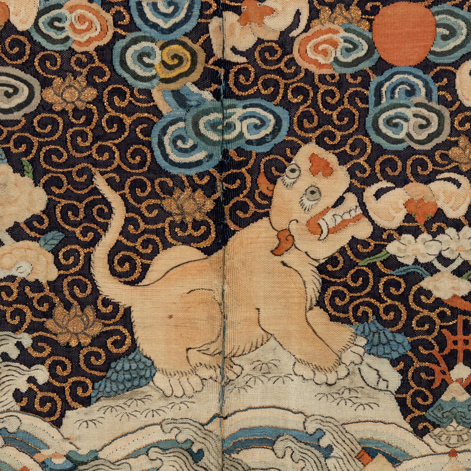 Four Chinese Kesi Silk Military Official's Rank Badges, Buzi , 19th Century 清中晚期 緙絲武官補子四幅
