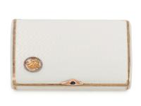 A Russian Guilloché Enamel Silver, Gold and Diamond Mounted Cigarette Case