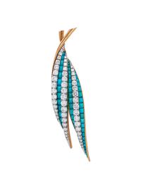 VAN CLEEF & ARPELS, DIAMOND AND TURQUOISE BROOCH