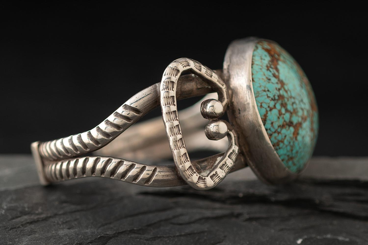 Navajo Silver and #8 Turquoise Cuff Bracelet