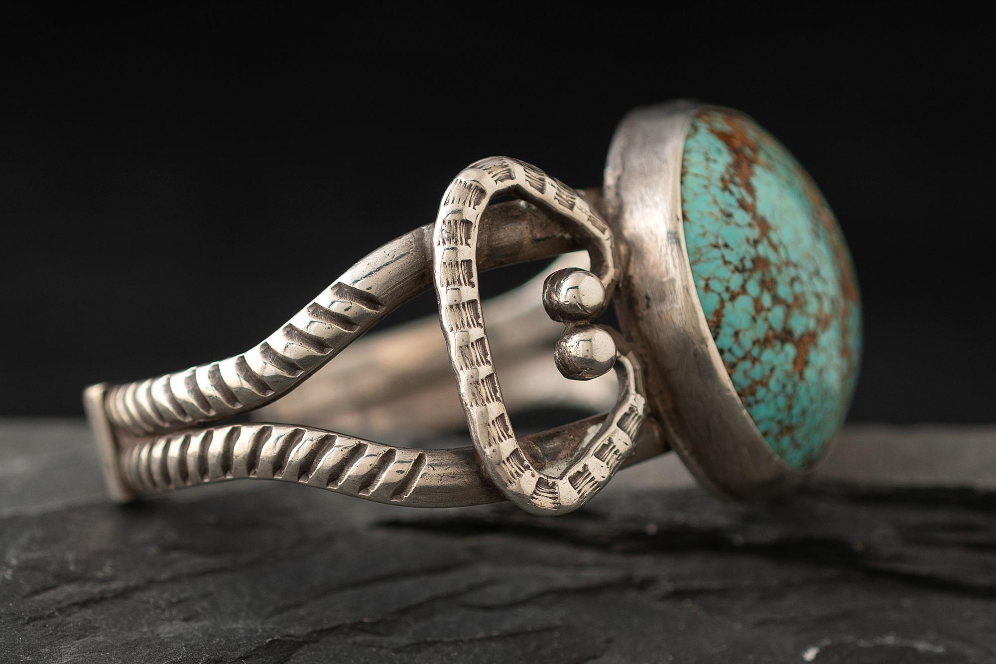 Navajo Silver and #8 Turquoise Cuff Bracelet