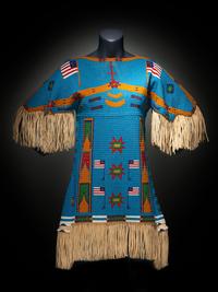 Beaded Dress and Boot Moccasins, with American Flags