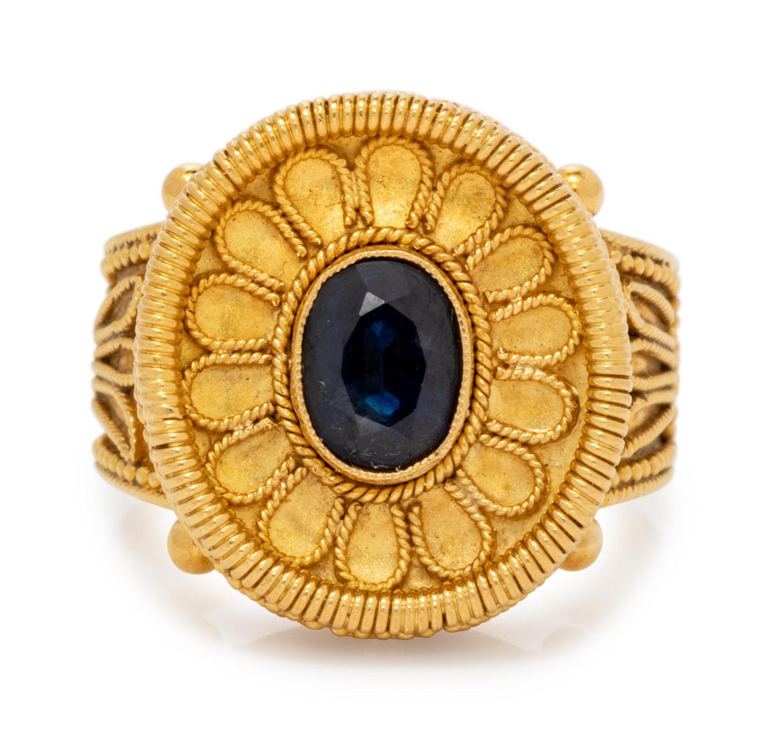 YELLOW GOLD AND SAPPHIRE RING