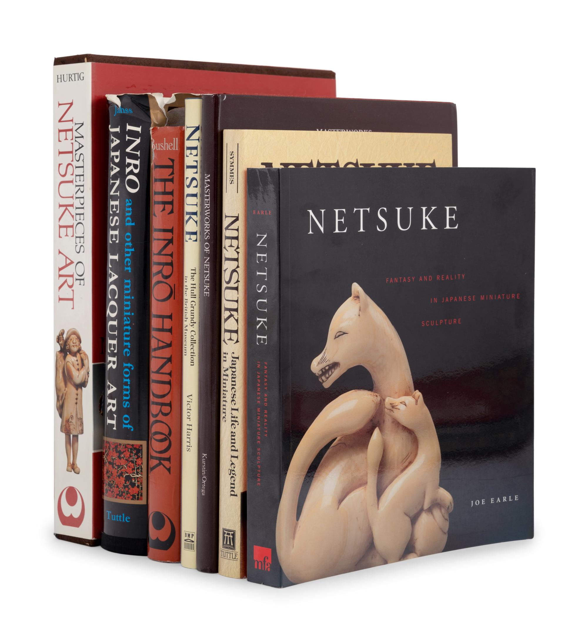 [NETSUKE] A large group of works about Japanese Netsuke, Inro and Ojime, selected titles comprising: