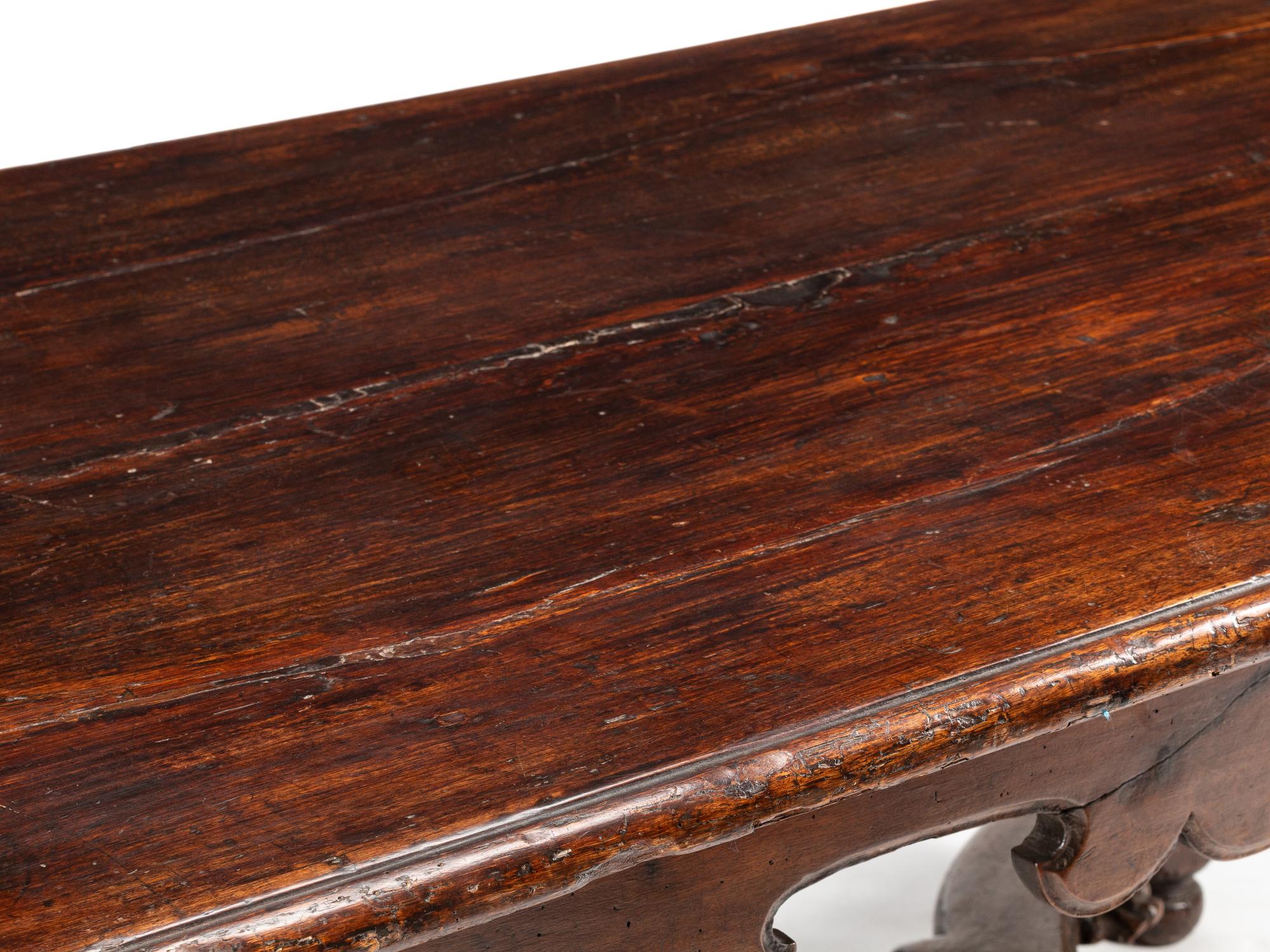 A Continental Baroque Walnut Table