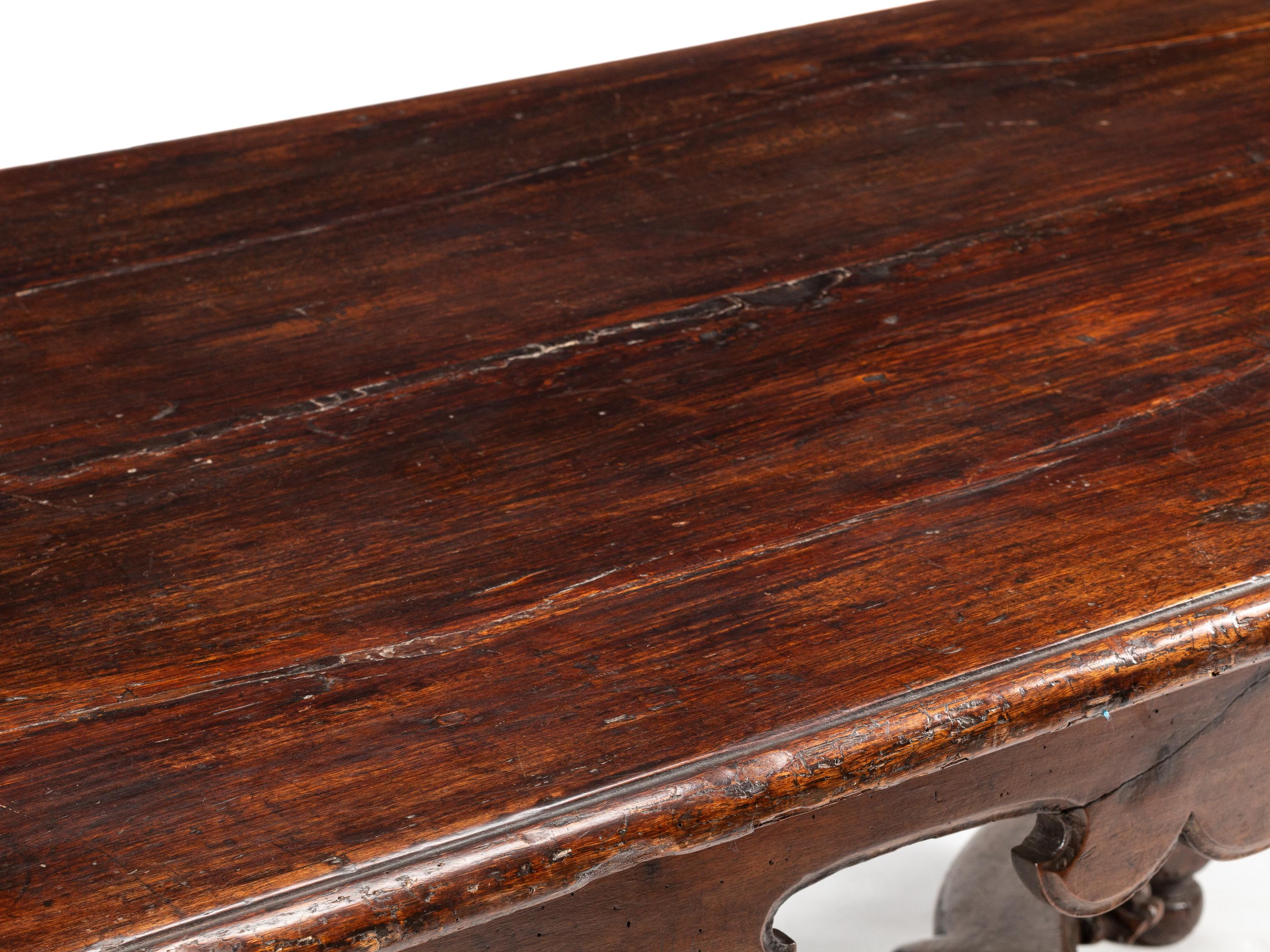 A Continental Baroque Walnut Table