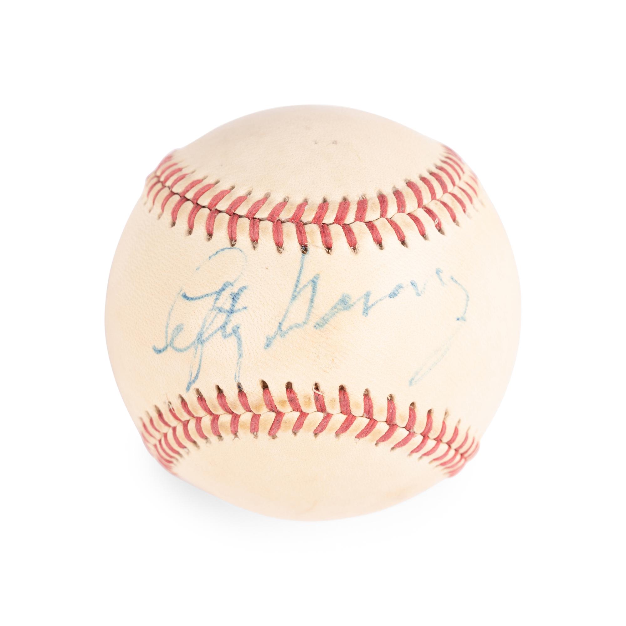 A Group of Lefty Gomez Items, (Including Signed Autograph Baseball, HOF Plaque and Personal Christmas Card)