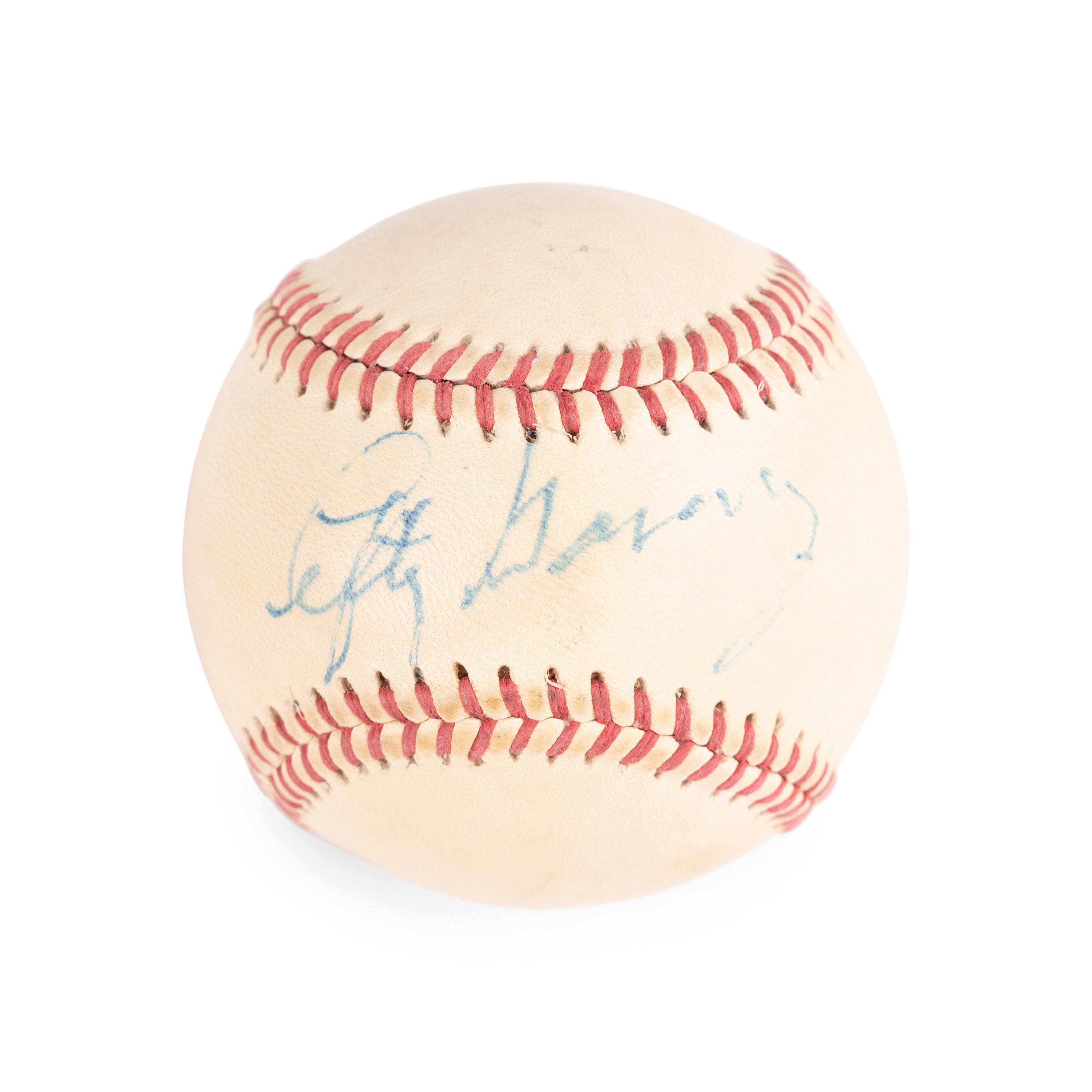 A Group of Lefty Gomez Items, (Including Signed Autograph Baseball, HOF Plaque and Personal Christmas Card)